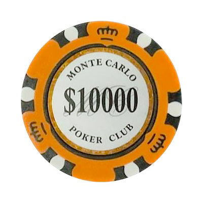 $10000 Ten Thousand Dollar Monte Carlo Smooth 14 Gram Poker Chips
