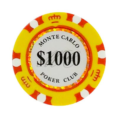 $1000 One Thousand Dollar Monte Carlo Smooth 14 Gram Poker Chips