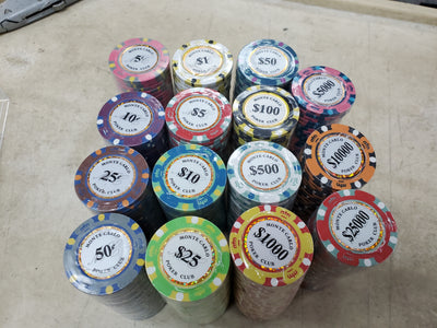 500 Monte Carlo Smooth 14 Gram Poker Chips with Heavy Duty Aluminum Case