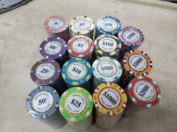 600 Monte Carlo Smooth 14 Gram Poker Chips Bulk