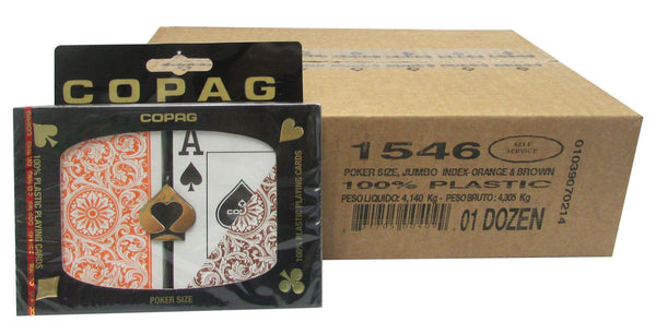 Playing Cards - 1 Dozen 12 Sets Copag Cards Orange Brown Poker Size Jumbo Index
