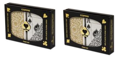 Playing Cards - 2 Sets Copag Cards Black Gold Poker Size Jumbo Index