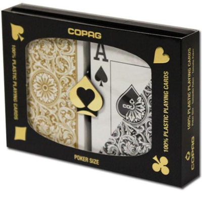 Playing Cards - 2 Sets Copag Cards Black Gold Poker Size Jumbo Index