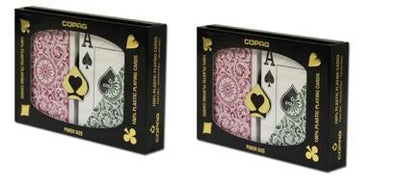 Playing Cards - 2 Sets Copag Cards Green Burgundy Poker Size Jumbo Index