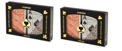 Playing Cards - 2 Sets Copag Cards Orange Brown Poker Size Jumbo Index