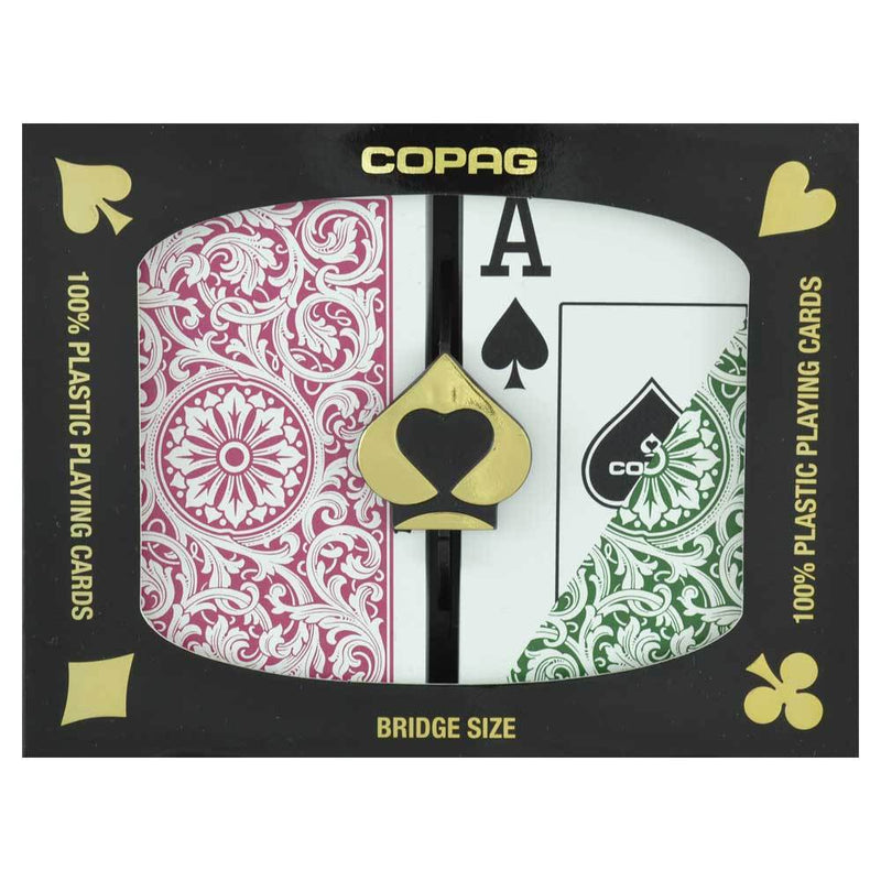 Playing Cards - Copag Cards Green Burgundy Bridge Size Jumbo Index