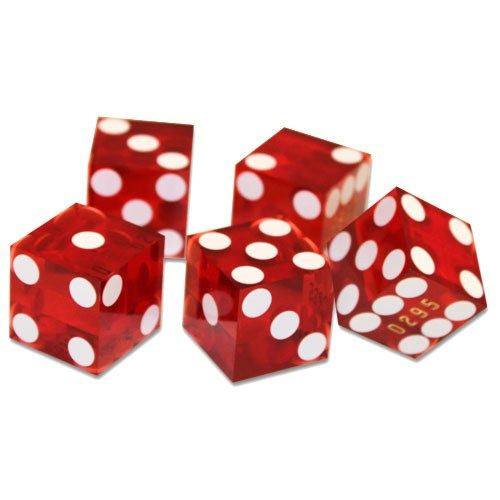 Red 19MM Precision Razor Edge Serialized Set Of 5 Craps Dice