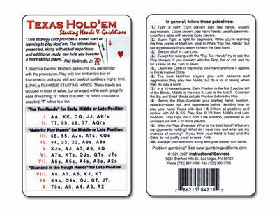 Texas Hold Em Starting Hands & Guidelines Strategy Card - 2 Qty