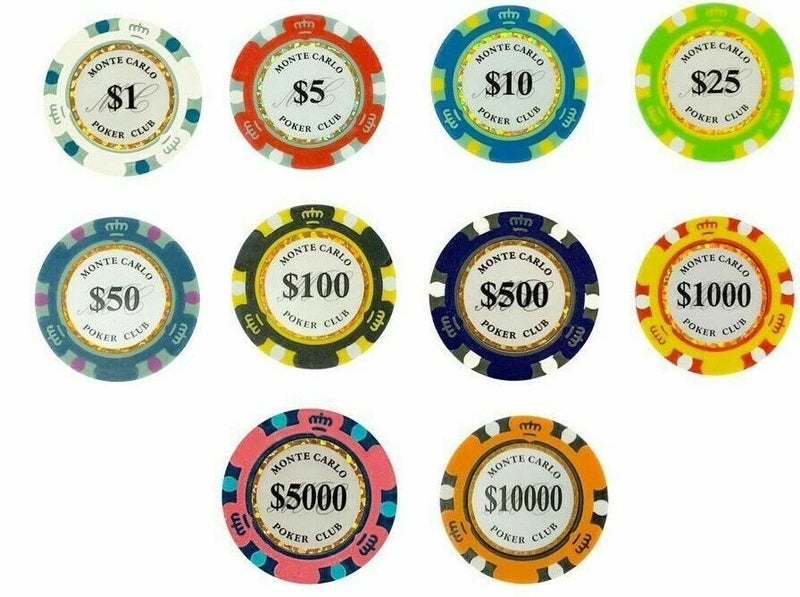 Sample Pack Monte Carlo Smooth 14 Gram Poker Chips 10 Chips