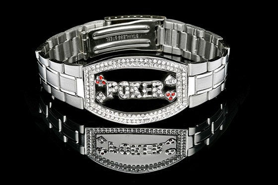 Silver Elite Poker Bracelet Dark Plate