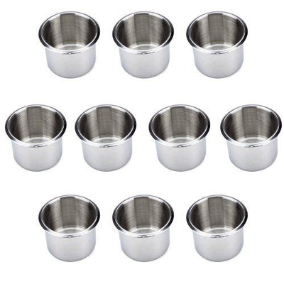 Standard Stainless Steel Drop In Cup Holders - 10 Pack